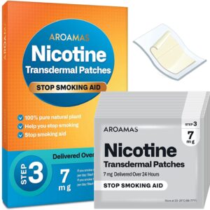 Aroamas Nicotine Patches Delivered Over 24 Hours Nicotine Transdermal System to Stop Smoking Aids That Work - Step 3 [7mg per Patch]