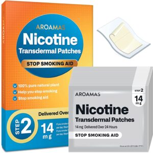 Aroamas Nicotine Patches to Help Stop Smoking - Over 24 Hours Nicotine Transdermal System Step 2 [14mg per Patch]